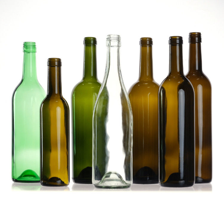 750Ml rỗng tinh khiết Amber Green Glass Round Bordeaux chai rượu vang với nắp nút