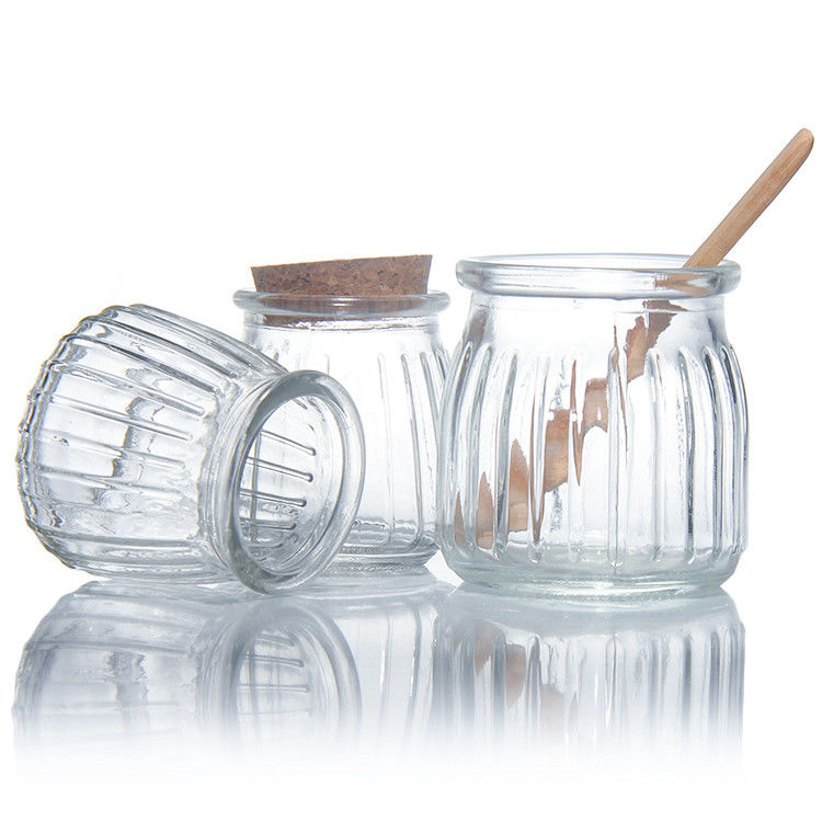 100 ml 200 ml Mini Round Clear Glass Milk Yogurt Pudding Jar Với nút gỗ