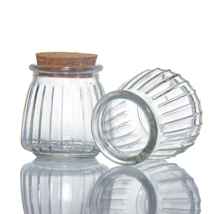 100 ml 200 ml Mini Round Clear Glass Milk Yogurt Pudding Jar Với nút gỗ