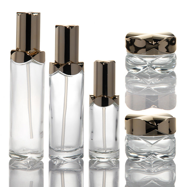 Kem mặt mỹ phẩm chai thủy tinh chai dầu thiết yếu 100ml 150ml với bơm kem dưỡng da để đóng gói mỹ phẩm