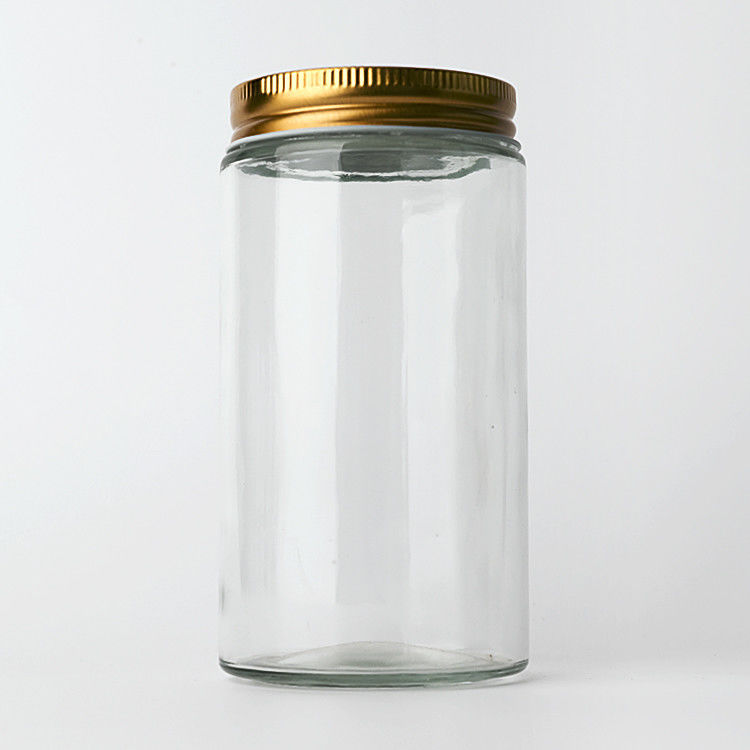 Nhà máy cung cấp 8oz 12oz rỗng tinh tế kẹo vòng thùng thùng thủy tinh với metal vàng nắp