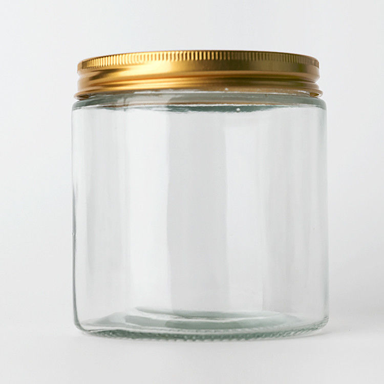Nhà máy cung cấp 8oz 12oz rỗng tinh tế kẹo vòng thùng thùng thủy tinh với metal vàng nắp