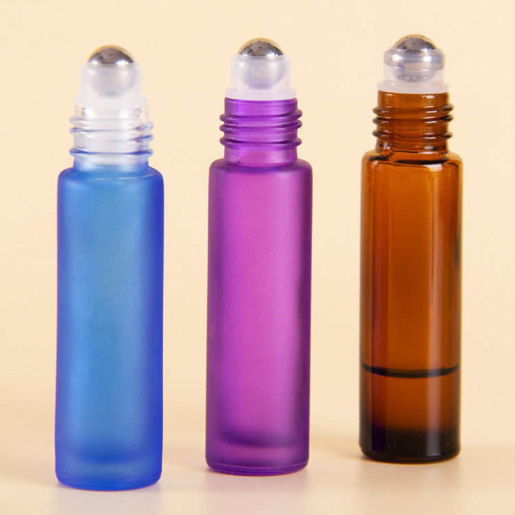 10Ml Rainbow Color Frosted Glass Roller Bottles cho tinh dầu có nắp đánh răng