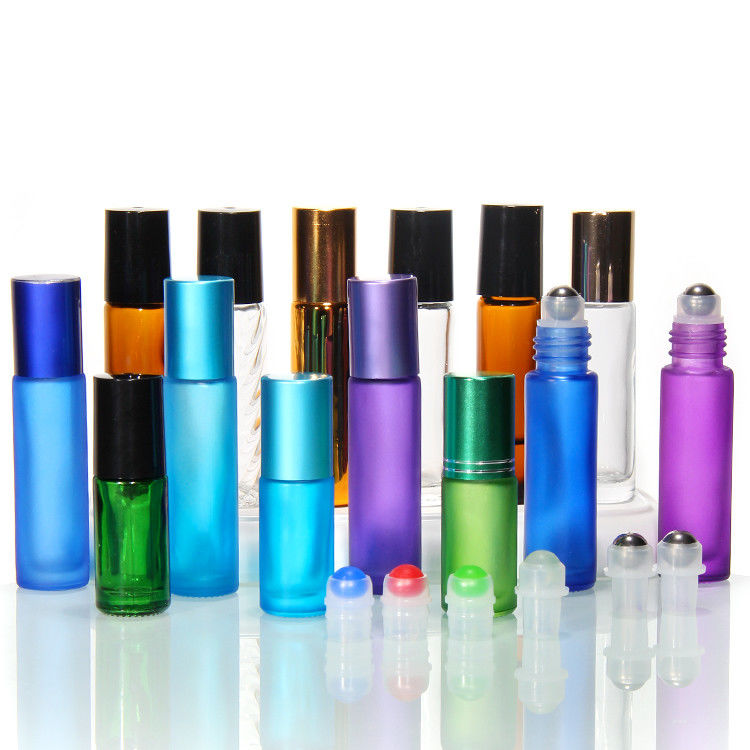 10Ml Rainbow Color Frosted Glass Roller Bottles cho tinh dầu có nắp đánh răng