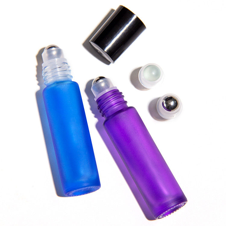 10Ml Rainbow Color Frosted Glass Roller Bottles cho tinh dầu có nắp đánh răng