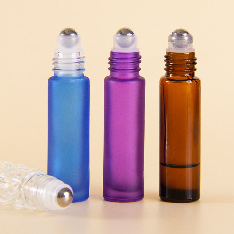 10Ml Rainbow Color Frosted Glass Roller Bottles cho tinh dầu có nắp đánh răng