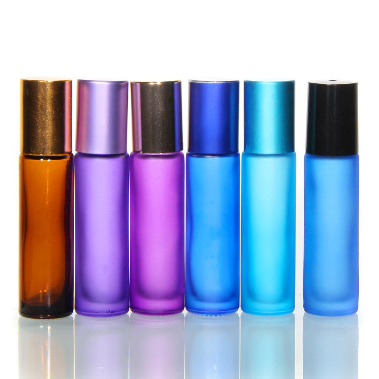 Các chai thủy tinh mới của dầu cần thiết Vàng bóng thép 10Ml Vàng chai Amber Roll trên chai nước hoa