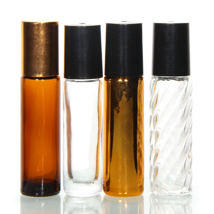 Các chai thủy tinh mới của dầu cần thiết Vàng bóng thép 10Ml Vàng chai Amber Roll trên chai nước hoa