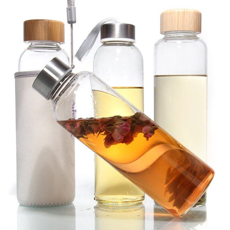 chai thủy tinh thân thiện với môi trường BPA miễn phí thép không gỉ nắp 500ml uống chai nước thủy tinh