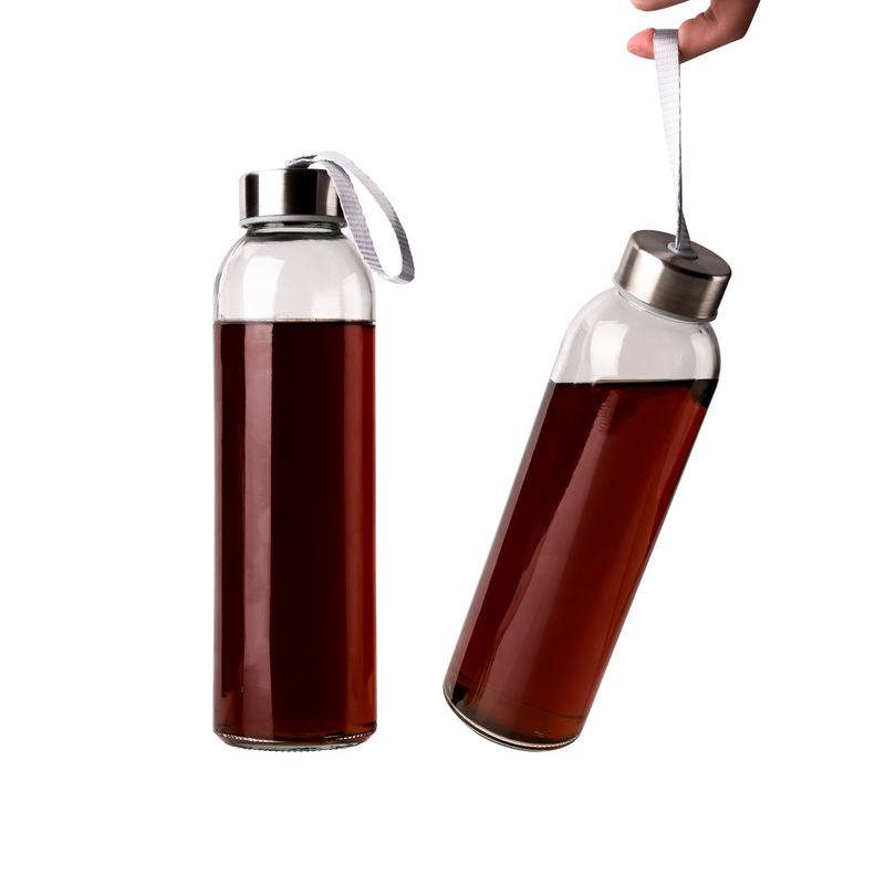 350ml 500ml vòng thể thao cao borosilicate chai thủy tinh nước với tay áo silicone