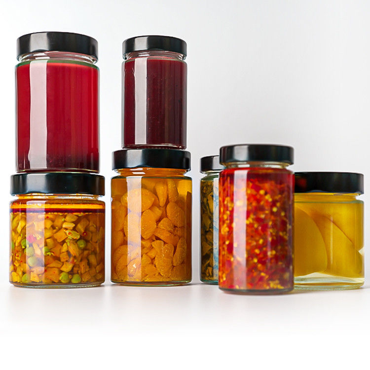 Bao bì thực phẩm 4oz 6oz 9oz 13oz 17oz chai kính rõ ràng nắp chai đầy đủ bộ Frosted Glass Jar với nắp kim loại