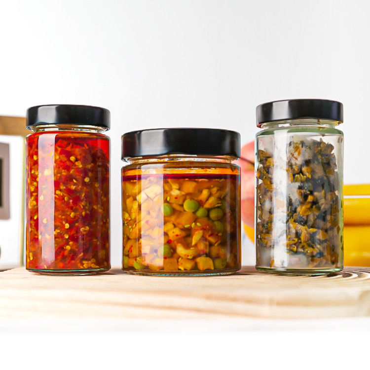 Bao bì thực phẩm 4oz 6oz 9oz 13oz 17oz chai kính rõ ràng nắp chai đầy đủ bộ Frosted Glass Jar với nắp kim loại